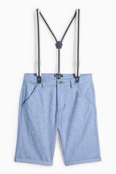 Kinder Jungen - Bermudas mit Hosenträgern - blau