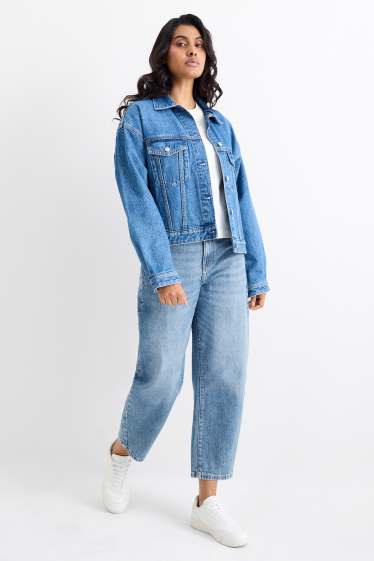 Damen - Barrel Jeans - High Waist - jeansblau