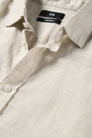 Men - Linen shirt - regular fit - Kent collar - beige