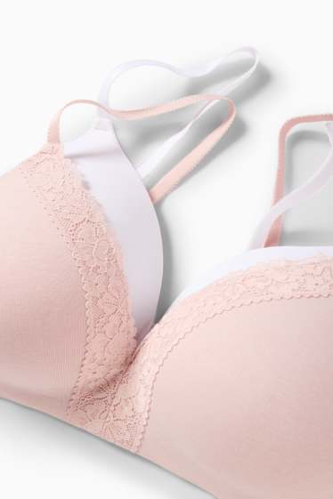 Femmes - Lot de 2 - soutiens-gorge sans armatures - ampliforme - blanc / rose