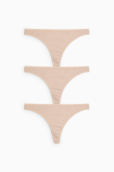 Femmes - Lot de 3 - strings - beige clair