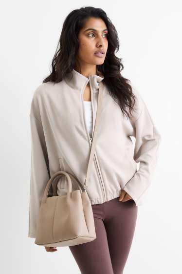 Damen - Kleiner Shopper mit abnehmbarem Taschengurt - Lederimitat - beige