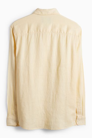 Home - Camisa de lli - regular fit - Kent - groc clar