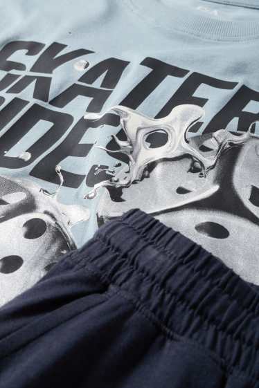 Bambini - Skater - set - t-shirt e shorts - 2 pezzi - blu