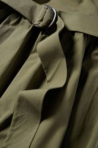 Dámské - Šaty fit & flare s páskem - khaki