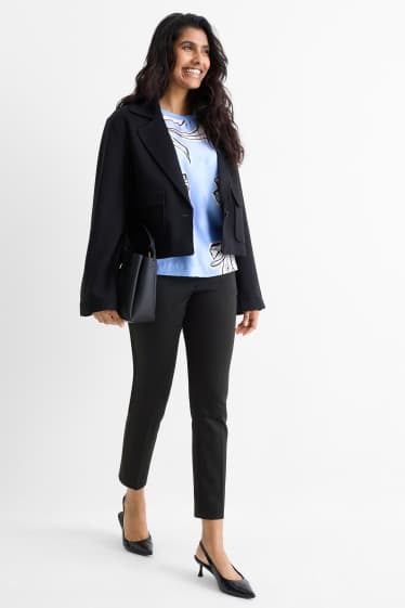 Dames - Pantalon - mid waist - slim fit - zwart