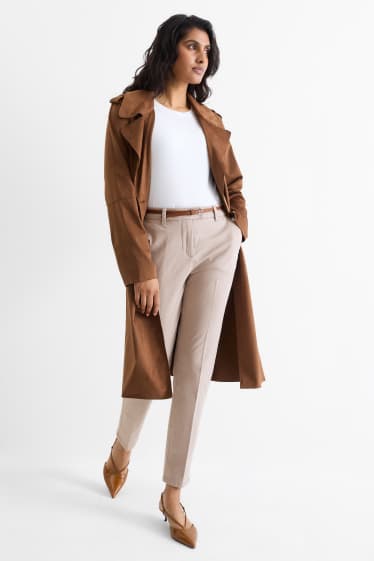 Femmes - Pantalon de toile à ceinture - midwaist - tapered fit - beige clair