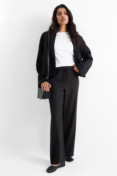 Dames - Pantalon - mid waist - wide leg - zwart