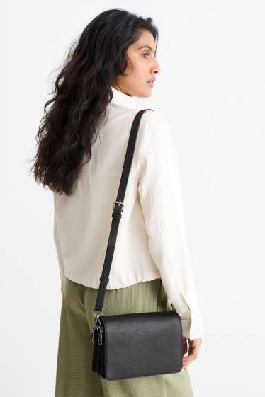 Donna - Borsa a tracolla con spallaccio staccabile - similpelle - nero