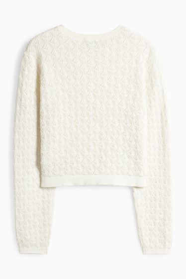 Děti - dívky - Pletený kardigan - krémově bílá