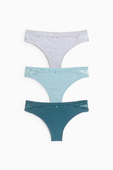 Dámské - Multipack 3 ks - kalhotky - bílá/tyrkysová