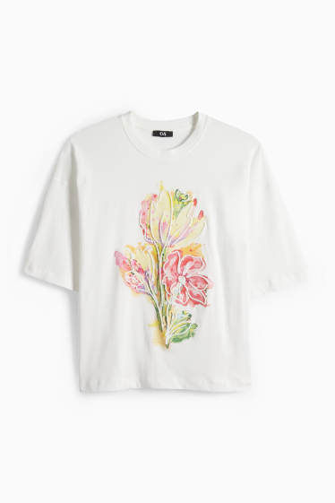 Femmes - T-shirt - regular fit - blanc / rose