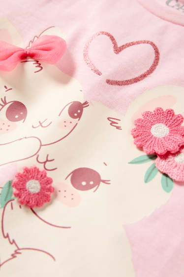 Bambine - Leprotto - maglia a maniche corte - effetto brillante - rosa