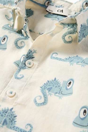 Children Boys - Chameleon - shirt - linen blend - blue / creme