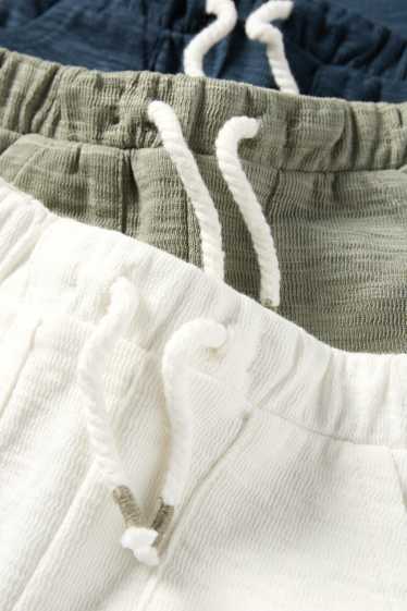 Neonati - Confezione da 3 - pantaloni sportivi per neonati - tessuto tramato - blu scuro / bianco