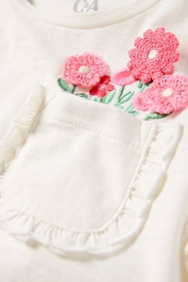 Kinderen: meisjes - Bloem - T-shirt - crème wit