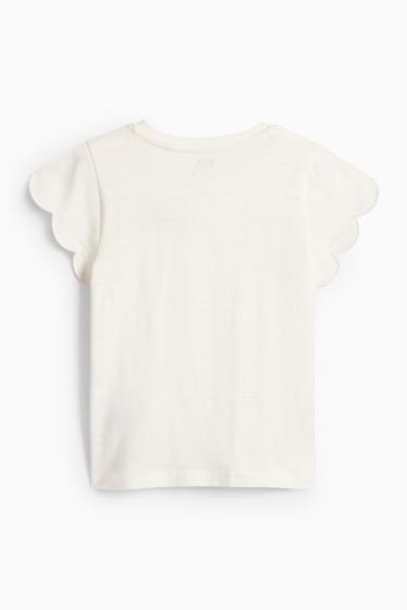 Kinderen: meisjes - Bloem - T-shirt - crème wit