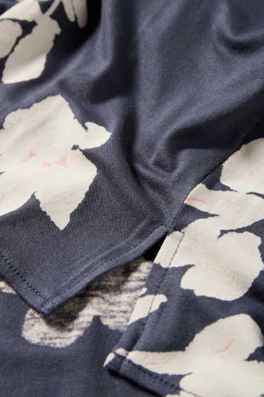 Damen - Viskose-Nachthemd - geblümt - dunkelblau / cremeweiss