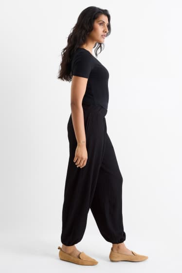 Women - Joggers - textured - black