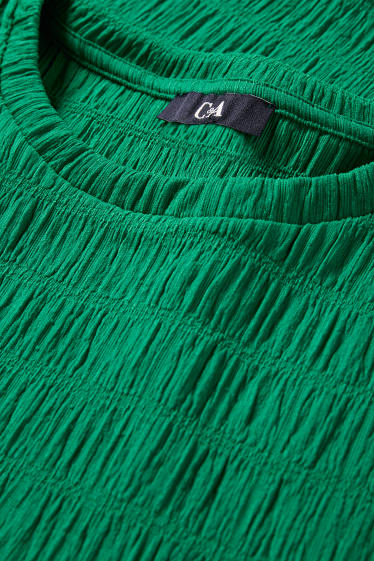 Damen - T-Shirt - Regular Fit - gesmokt - grün