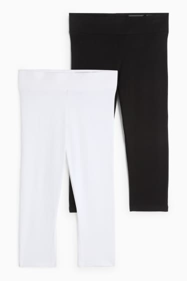 Damen - Multipack 2er - Capri-Leggings - schwarz / weiß