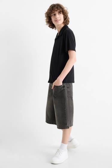 Children Boys - Denim Bermuda shorts - dark gray