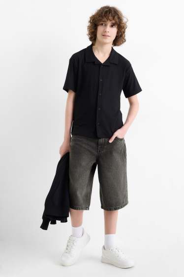 Children Boys - Denim Bermuda shorts - dark gray