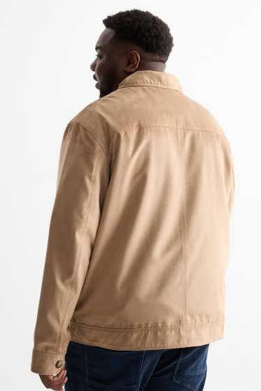 Hommes - Veste - faux suède - marron clair