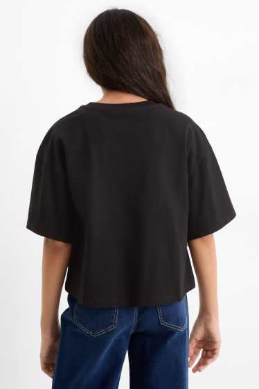 Kinder Mädchen - Multipack 2er - Kurzarmshirt - schwarz / weiss