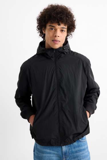 Men - Jacket with hood - water-repellent - black
