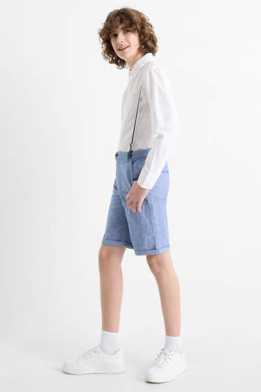 Children Boys - Bermuda shorts with braces - blue