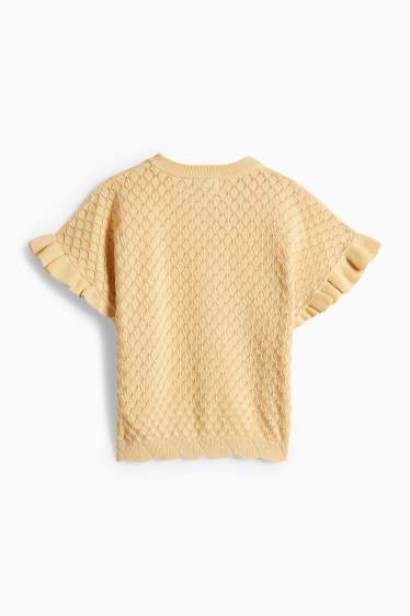 Děti - dívky - Tričko s krátkým rukávem - strukturované - žlutá