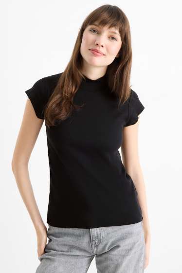 Damen - T-Shirt - Slim Fit - schwarz