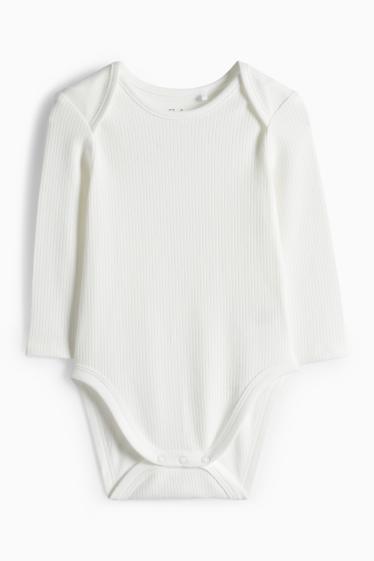 Miminka - dívky - Myšička - souprava dětského overalu - žebrovaná - 2dílná - bílá/růžová