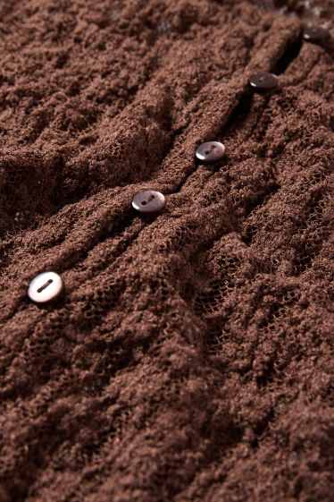 Damen - Crop Langarmshirt - Slim Fit - dunkelbraun