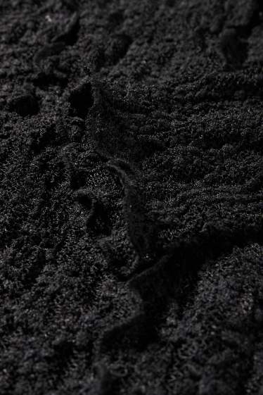 Damen - Crop Langarmshirt - Slim Fit - schwarz