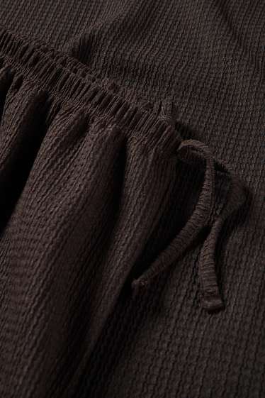 Enfants filles - Ensemble - haut et pantalon en jersey - 2 pièces - finition texturée - marron foncé