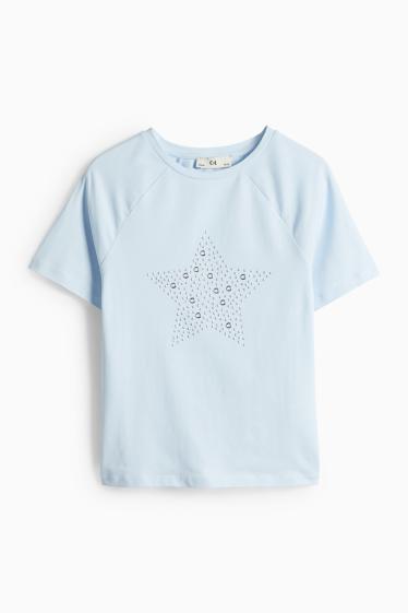 Enfants filles - Étoile - T-shirt - bleu clair