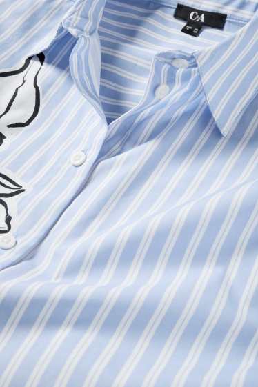 Damen - Hemdbluse - gestreift - hellblau