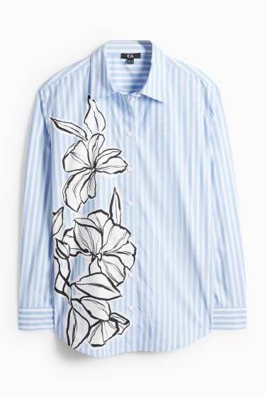 Damen - Hemdbluse - gestreift - hellblau