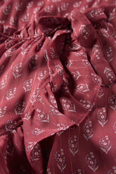 Copii - Fete - Floare - rochie - aspect lucios - roz închis