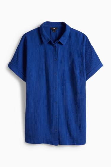 Dona - Brusa de mussolina - blau fosc