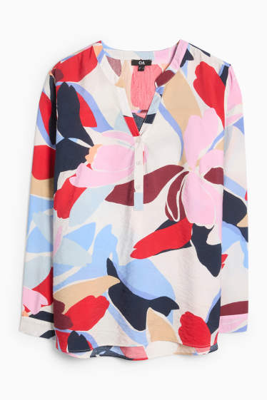 Donna - Blusa con scollo a V - a fiori - colorato