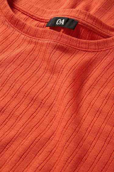 Donna - T-shirt pointelle - regular fit - arancione