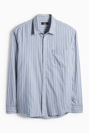 Hommes - Chemise - relaxed fit - col kent - à rayures - bleu / blanc