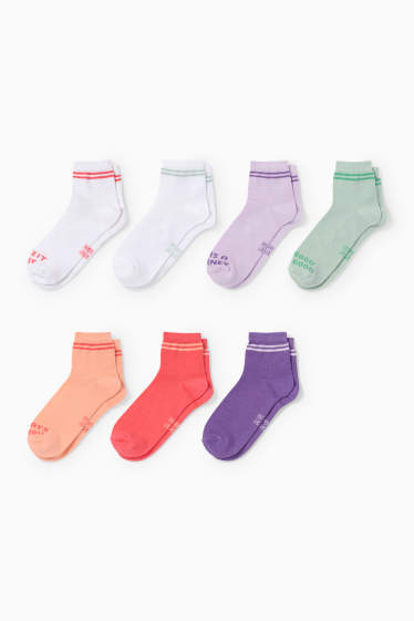 Enfants filles - Lot de 7 paires - socquettes de sport - coloré