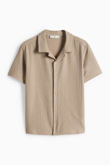 Children Boys - Shirt - ribbed - light brown