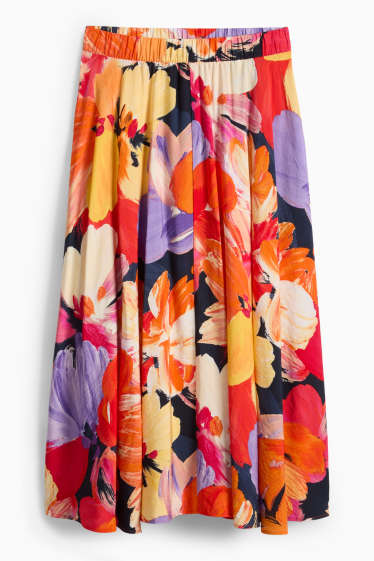 Femmes - Jupe - à fleurs - orange / rouge