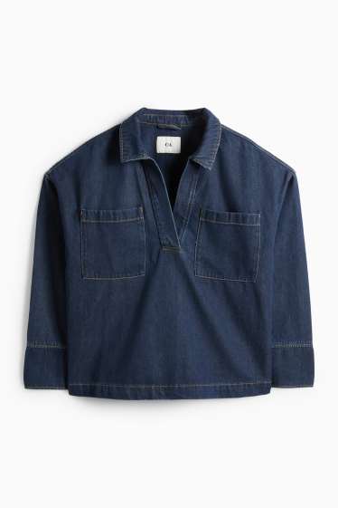 Dámské - Džínová halenka - tmavomodrá