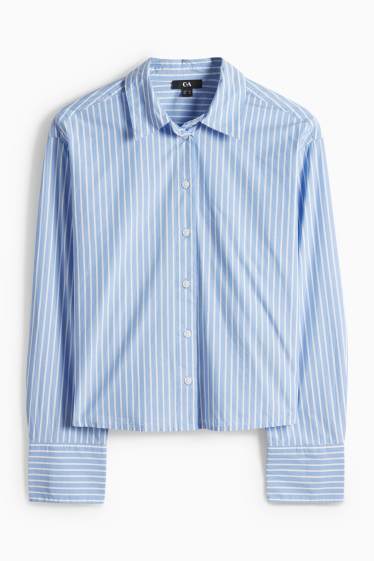 Dames - Hemdblouse - met strepen - wit / blauw